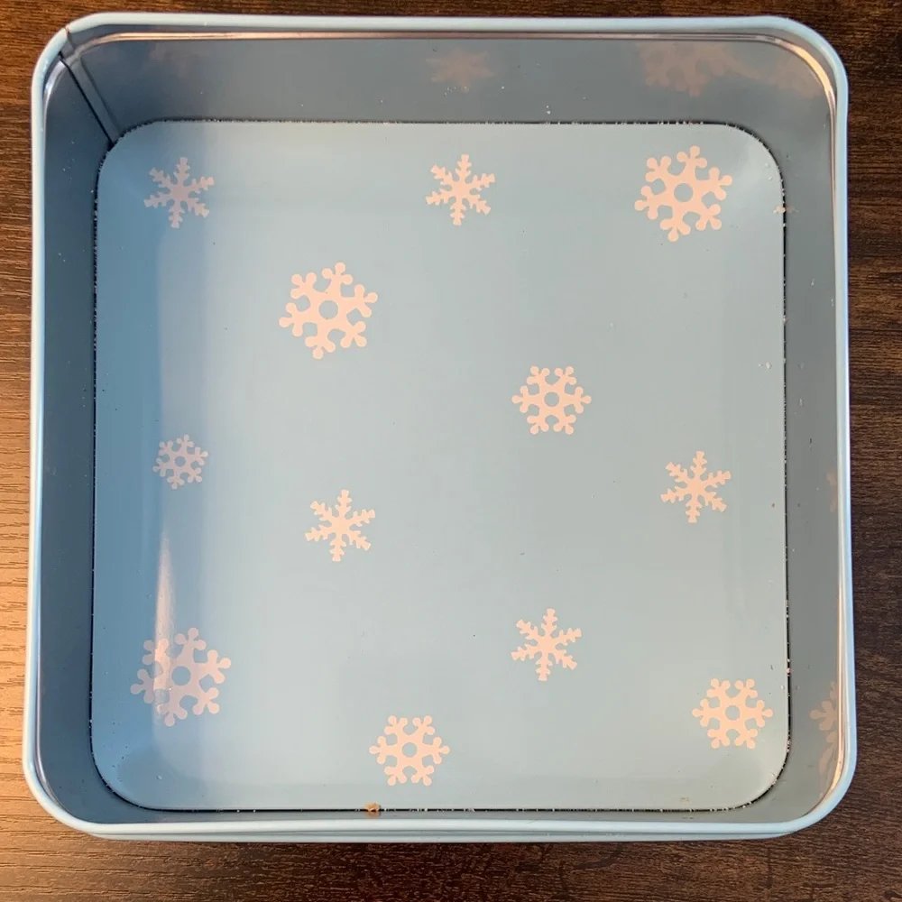 Snowman Tin Box with Colorful Snowflakes